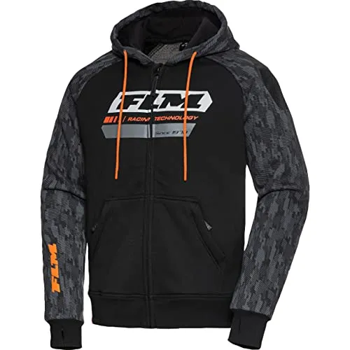 FLM Drift Sport Hoodie mit Protektoren - Schutzklasse A - Luftdurchlässig - Cordura Verstärkung - Schwarz