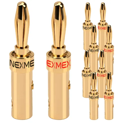 Bananenstecker 4mm schraubbar vergoldet 10x NEXMEX Stecker für Lautsprecherkabel