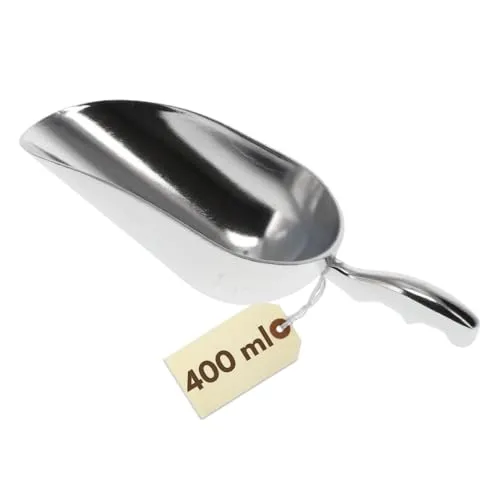 Aluminium Abwiegeschaufel 400 ml Rund Futterschaufel Alu Mehlschaufel Eisschaufel Handschaufel Gewürzschaufel Dosierschaufel Abfüllschaufel Klein