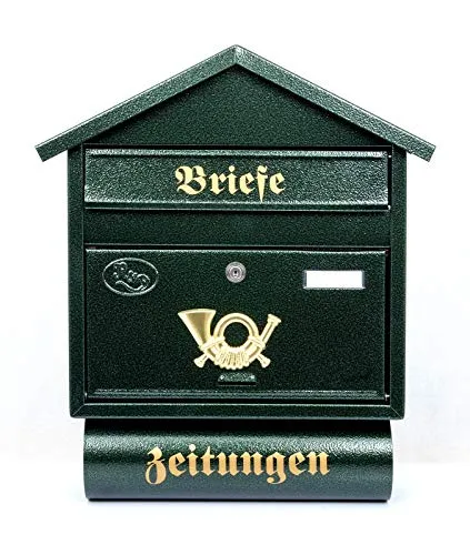 Pachurka & Dąże Großer Briefkästen XXL Zeitungsrolle Retro Design Antik Grün T3/T 0.8mm Stark