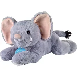 Bauer ECO-LINE - Plüschtier Elefant (liegend, 33cm) Kuscheltier Stofftier recycelten Materialien - Grau