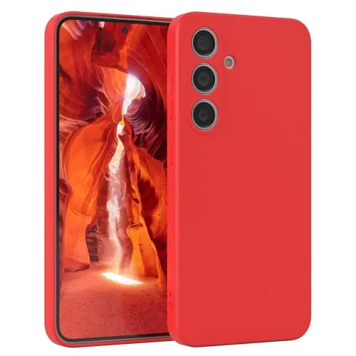 EAZY CASE - Silikonhülle für Galaxy S24 Hülle Silikon Case Rot weich stoßfeste Handyhülle Schutzhülle mit Kameraschutz Dünn Premium Schutz Cover TPU Phone Bumper in Mattrot