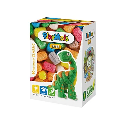 PlayMais ONE Dinosaur Bastelset - Über 70 bunte Bausteine, fördert Kreativität und Feinmotorik, 100% biologisch abbaubar