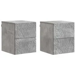 vidaXL Wandmontierter Nachttisch 2er Set Betongrau 34,5 x 33 x 40 cm
