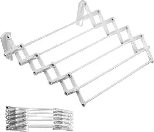 Ausziehbarer Wandwäschetrockner 5,60 m - inkl. 2 Montage-Sets - Wäscheständer mit 5,60 m Trockenlänge, platzsparend und flexibel einsetzbar im Innen- und Außenbereich. Inkl. 2 Wandmontagesets für variable Nutzung.