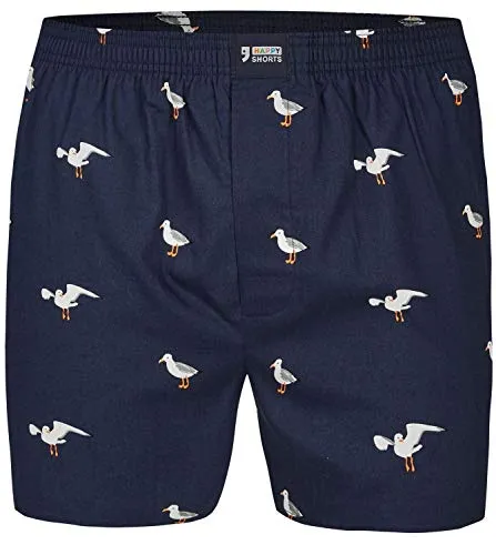 Happy Shorts Herren American Boxer Boxershorts Shorts Webboxer Möwe - sea gul S - M - L - XL, Grösse:M - 5-50, Präzise Farbe:Möwe - Seagul
