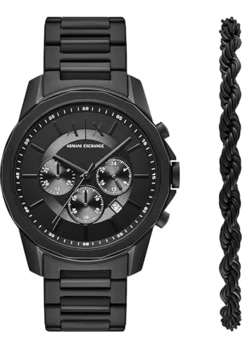 Armani Exchange Armbanduhr für Herren - Armbanduhren für Herren mit automatischem Uhrwerk, 46-mm Edelstahlgehäuse und strapazierfähigem Leder- oder Silikonarmband, ideal für jeden Anlass.