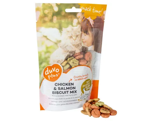 DUVO+ Katzensnack Chicken & Salmon Biscuits Mix 50 g, für: Katze