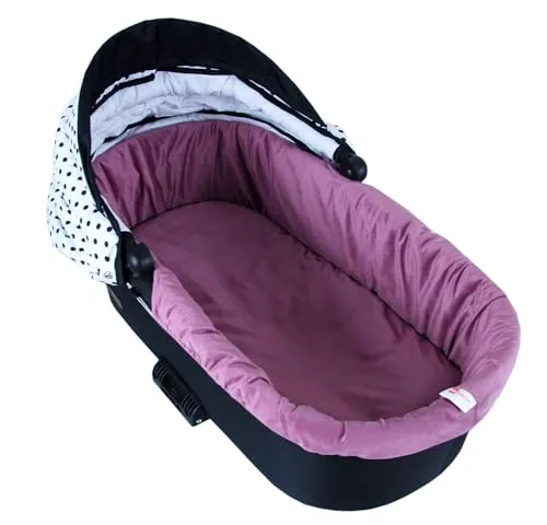 BABYLUX Nestchen für Kinderwagen Stubenwagen BABYWANNE + Matratze 2 Tlg Set Doppelseitig (W107 Velvet Altrosa)