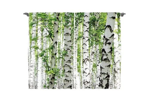 Abakuhaus Gardine Schlafzimmer mit Schlaufen und Haken - Fertiggardinen im Naturdesign mit Waldmotiv, ideal für eine gemütliche Atmosphäre im Schlafzimmer. Pflegeleicht und maschinenwaschbar bei 40°C.