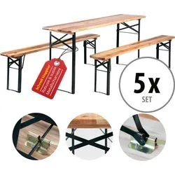 Stagecaptain Hirschgarten Bierzeltgarnitur für Balkon 177 cm – Set mit 5 Garnituren - Gartenmöbel-Sets mit stabilen Metallscharniere, klappbar und platzsparend, ideal für Balkonpartys oder gemütliche Abende im Freien.