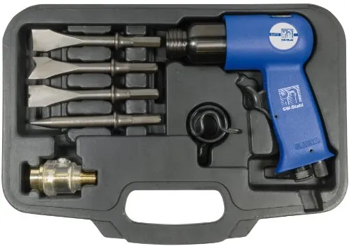SW-Stahl Druckluft-Meißelhammersatz S3213 - 8-teiliges Set für Druckluft-Meißelhämmer, ideal für präzises Arbeiten mit einem Luftverbrauch von 113 l/min und einem Arbeitsdruck von 6,2 bar.