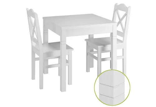 ERST-HOLZ Essgruppe Weiße Essgruppe mit Tisch und 2 Stühlen Kiefer Massivholz