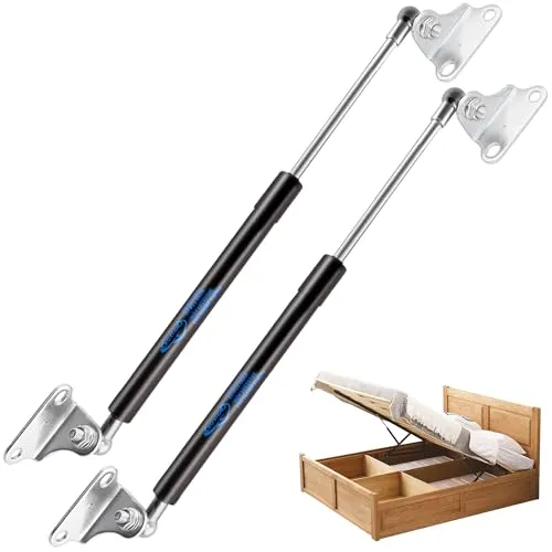 Koaudb 380MM Gasdruckfeder 2 Stück L-Typ - Mechanische Gasfedern für vielseitige Anwendungen wie Bettkästen und Wohnmobilauszüge, aus hochwertigem Kohlenstoffstahl für hohe Stabilität und Langlebigkeit.