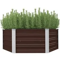 furnicato Hochbeet Braun 129 x 129 x 45 cm aus verzinktem Stahl - Modernes Hochbeet für Ihren Garten: Aus robustem verzinktem Stahl gefertigt, bietet es viel Platz für Ihre Pflanzen und sorgt dank bodenlosem Design für optimale Drainage.