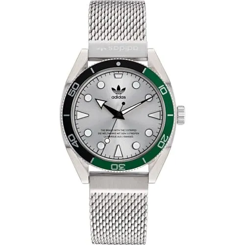 Adidas Watch AOFH22503 - Elegante Herren-Armbanduhr mit Leuchtzeigern, 10 bar wasserdicht und hochwertigem Edelstahlband. Ideal für Sport und Alltag, geliefert in einer stilvollen Adidas Geschenkbox.