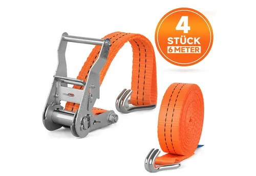 HOMELUX Spanngurt 6m Zurrgurte, 2000kg Spanngurte mit Ratsche, 35mm (Ratschengurt Zurrgurte für Ladungssicherung, 4-St., TÜV/GS geprüft) mit Spannratsche