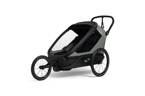 Hamax Kinderfahrradanhänger Cocoon Two - Grün - Fahrradanhänger für Kinder, sicher und komfortabel mit Platz für zwei Kinder, ideal für Familienausflüge und aktive Eltern.