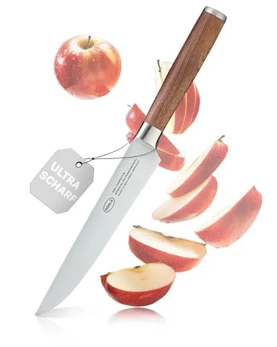 RÖSLE Fleischmesser Masterclass 18 cm - Kochmesser aus Solingen mit 18 cm Klinge, ideal zum Schneiden und Tranchieren von Fleisch. Ergonomischer Nussbaumholzgriff für sicheren Halt und präzise Handhabung.