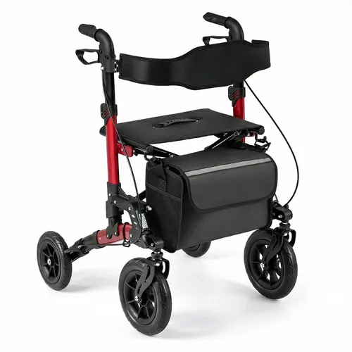 COSTWAY 2-in-1 Rollator faltbar leicht mit Sitz