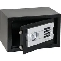 HMF Möbeltresor mit Zahlenschloss für Zuhause und Büro, Schwarz - Kompakter Möbeltresor mit Elektronikschloss, robustem Stahlkorpus und Doppelbolzenverriegelung. Ideal für DIN A5 Dokumente, sichert Ihre Wertsachen zuverlässig.