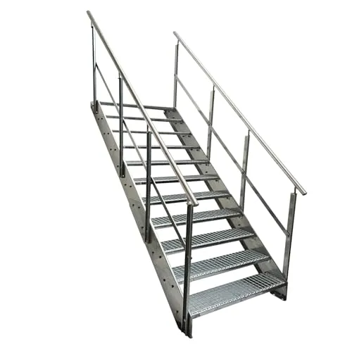 Kaminbau Mierzwa Premium Stahl Gartentreppe mit Geländer