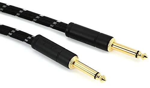Fender Deluxe Cable 4,5m Tweed B - HiFi-Kabel mit 24K vergoldeten Klinkensteckern, 95% Kupferabschirmung und 8mm PVC Hülle für störungsfreies Musizieren.