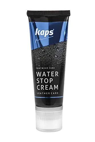 Kaps Hochwertige Imprägnierungs-Schuhcreme für Glatt-Leder Schuhe und Stiefel, Naturwachs Pflege mit Schwammapplikator, Water Stop, viele Farben (100 - Neutral/Transparent)