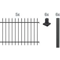 ALBERTS Zaun-Grundset Chaussee, 120 cm - Matt-Schwarz - Gartenzäune: Modernes Zaunsystem mit geformten Spitzen für optimalen Schutz. Hochwertige Kunststoffbeschichtung sorgt für Langlebigkeit und Wetterbeständigkeit.