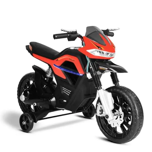 Playkin Faster Elektrisches Kinder-Motorrad 6V, Wiederaufladbare Batterie mit Licht und Musik, Rutschfahrzeug Dreirad für Kinder ab 3 Jahren, Kinderspielzeug