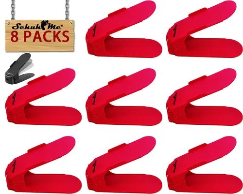 SchuhMe® Verstellbarer Regal Schuhstapler Schuhhalter Schuhaufbewahrung ROSA 8 x