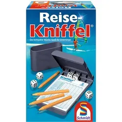 Schmidt Spiele 49091 Reise-Kniffel - Praktisches Würfelspiel für unterwegs mit integriertem Becher und Zusatzblock für unvergessliche Spielmomente