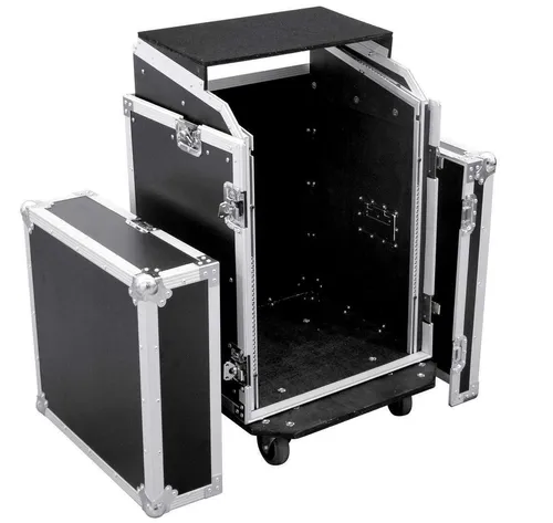 14/10 HE Spezial-Kombi-Case Laptop Notebook DJ- / L- Rack Winkelrack mit Rollen