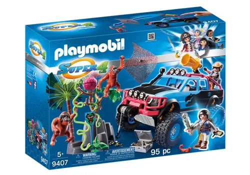 Playmobil 9402 Monster Truck - Sets mit funktionierender Netzkanone und Seilwinde, ideal für spannende Abenteuer mit bis zu 4 Figuren. Offroad-Räder und abnehmbares Dach sorgen für grenzenlosen Spielspaß!