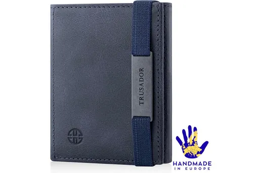 Trusador Geldbörse 'Marseille' - Edles Leder Wallet mit kleinem Spiegel (Hand-Made / Handgefertigt, Made in EUROPE), Vollnarbenleder, Portemonnaie, Kartenetui, Slim Wallet