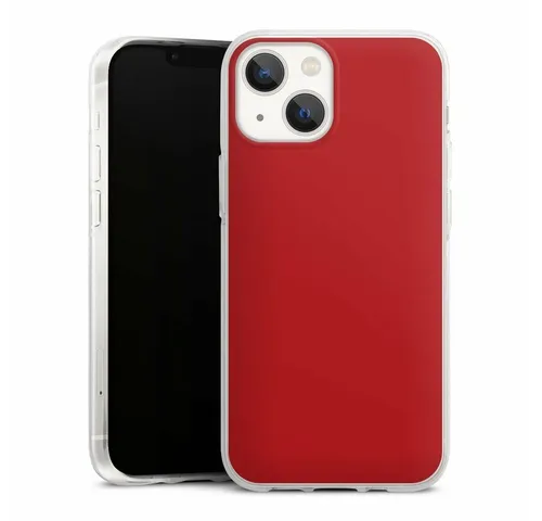 DeinDesign Handyhülle Rot einfarbig Farbe Karminrot, Apple iPhone 13 Mini Silikon Hülle Bumper Case Handy Schutzhülle