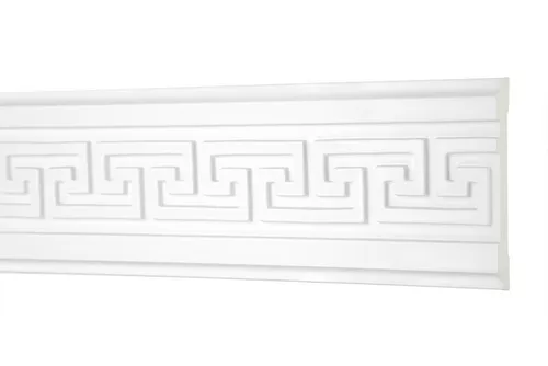 Hexim Perfect Stuckleiste AC 238, Flachprofile aus PU Serie 1 - Stuckprofil gemustert, weißes Zierprofil, hart & stoßfest - Wandleiste vorgrundiert