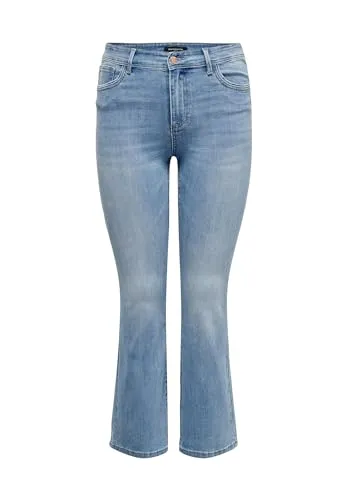 ONLY CARMAKOMA Damen CARSALLY HW SK Flared DNM BJ759 Jeans - Light Medium Blue Denim - Moderne Flared Jeans mit hohem Bund für eine schmeichelhafte Silhouette, ideal für jeden Anlass.