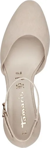 Tamaris Spangenpumps mit Blockabsatz - Modische Pumps in Beige, gelenkoffener Design mit Fesselriemchen und 6 cm Absatzhöhe für optimalen Tragekomfort – ideal für stilvolle Abendanlässe.