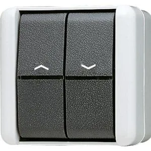 Jung Lichtschalter 809 VW, grau - Feuchtraumschutz IP44 - Smart Home Jalousieschalter mit spritzwassergeschütztem Gehäuse nach IP44, ideal für Feuchträume. Montagefreundlich und mit Umkehrsperre für sicheres Umschalten.