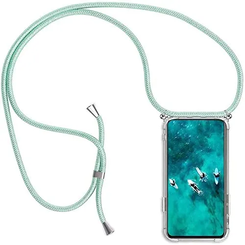 PekaTech Handykette Handyhülle für Samsung Galaxy Xcover 5 Hülle, Smartphone Necklace Hülle mit Band - Transparent Schutzhülle Stossfest - Schnur mit Case zum Umhängen in Grün