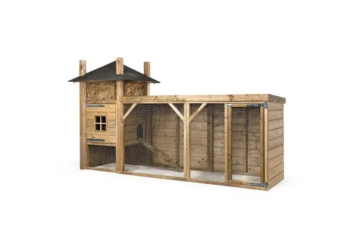 FATMOOSE RabbitRest Retreat - Premium Kaninchenstall mit Auslauf für draußen - Hochwertiges Freigehege für Kaninchen und Meerschweinchen, aus imprägniertem Kiefernholz für lange Haltbarkeit. Raubtiersicher und wetterfest, ideal für artgerechte Haltung im Garten.