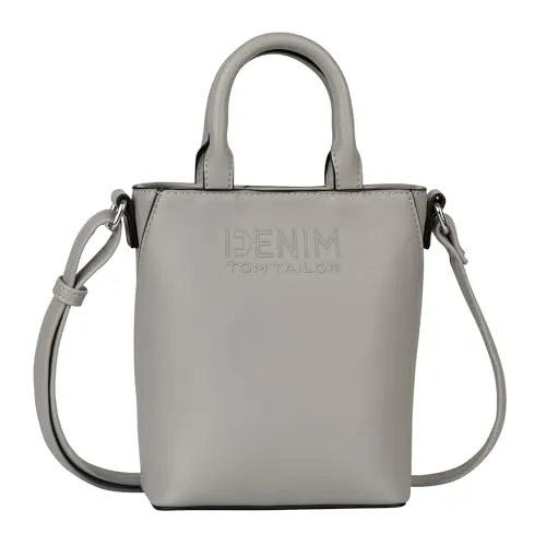 TOM TAILOR Denim Heidy Damen Shopper Umhängetasche - Einkaufstaschen mit modernem Design: Kleiner Shopper in Grau mit Reißverschluss und flexiblem Tragekomfort durch 2 Henkel und verstellbaren Schulterriemen.