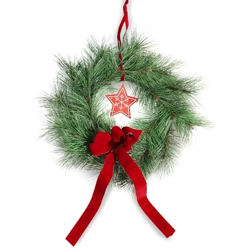 Gartenpirat Weihnachtskranz 36 cm Türkranz künstlich dekoriert Kranz für Tür & Fenster natürliche Kiefer-Optik Innen & Außen