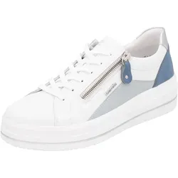 Plateausneaker REMONTE Damen, Gr. 40, blau - Sportliche Plateausneaker aus Leder und Lederimitat mit Soft-Einlage für optimalen Komfort. Ideal für Freizeitaktivitäten und modische Akzente.