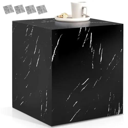 Couchtisch Lasley 45 x 45 x 50,5 cm - Stilvolle Marmoroptik - Moderne Couchtische, markanter Look in edler Marmoroptik, pflegeleicht und robust aus MDF, ideal als Kaffetisch oder dekoratives Accessoire.