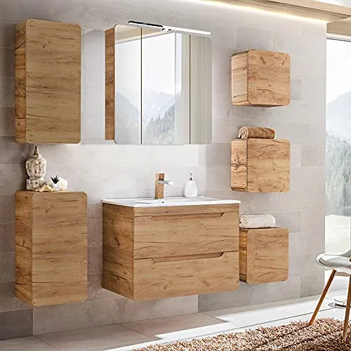Lomadox Badmöbel Set Eiche 81 cm von Lomadox