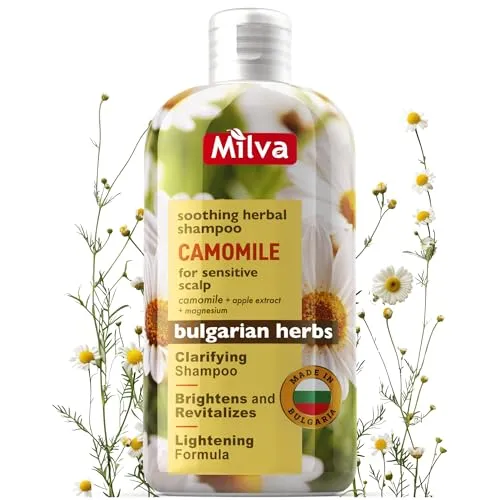 Milva Kamille Shampoo I beruhigendes Shampoo mit natürlicher Haaraufhellung für Damen, Haarpflege für glänzendes & blondes Haar, Frauen Haarshampoo für empfindliche & trockene Kopfhaut | 200 ml