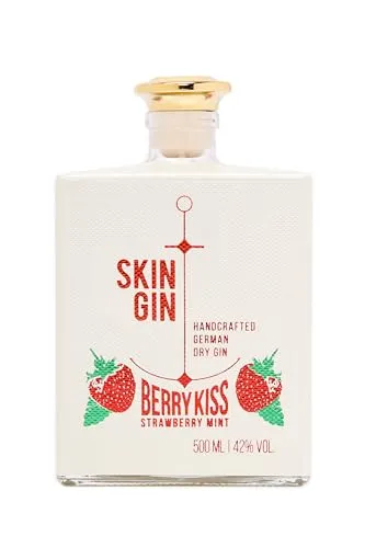 Skin Gin | Handcrafted German Gin | Berry Kiss | Manufaktur Gin aus dem Alten Land | Erdbeere, marokkanische Minze, Zitrusfrüchte | 42% | 500ML