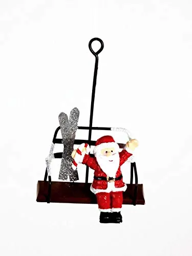 Santa in Ski Gondel zum Aufhängen, Baumschmuck, Baumhänger, Weihnachtsmann, Winterdeko Skigondel